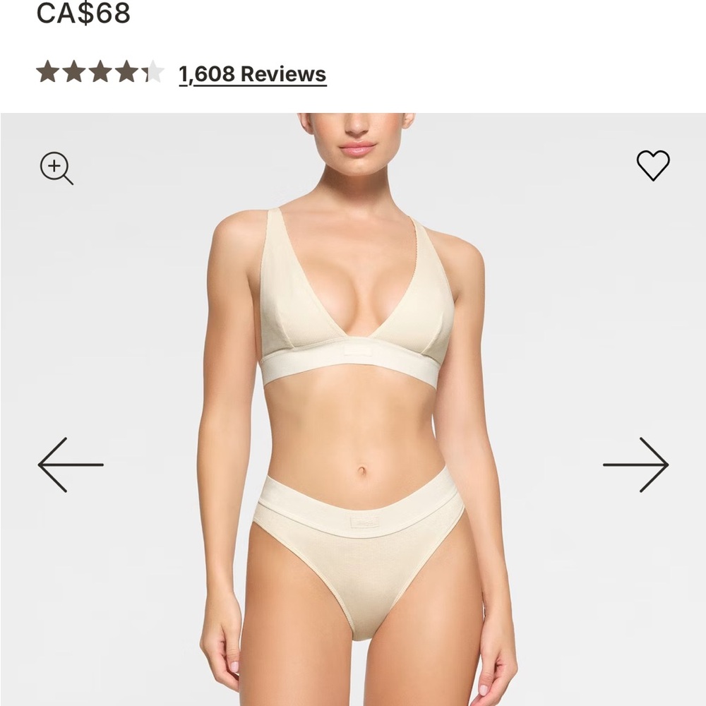 SKIMS cotton rib plunge bralette and brief set